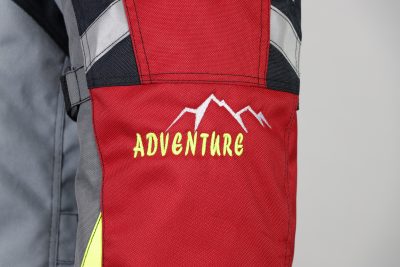 Туристическо мото яке Adventure в сиво и червено - детайл