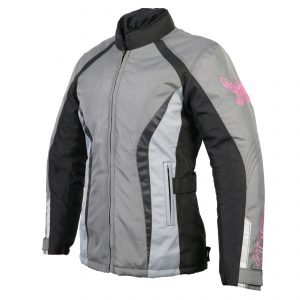 Дамско мото яке Stella - тъмно сиво/св. сиво/розово
